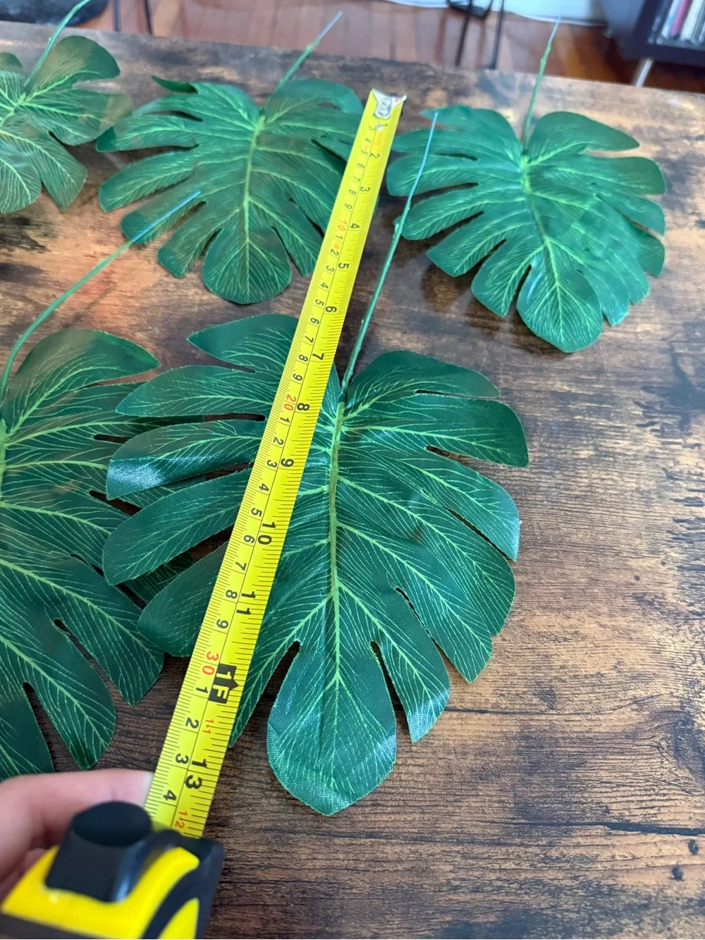 Set of 5 Faux Monstera Leaves - Green